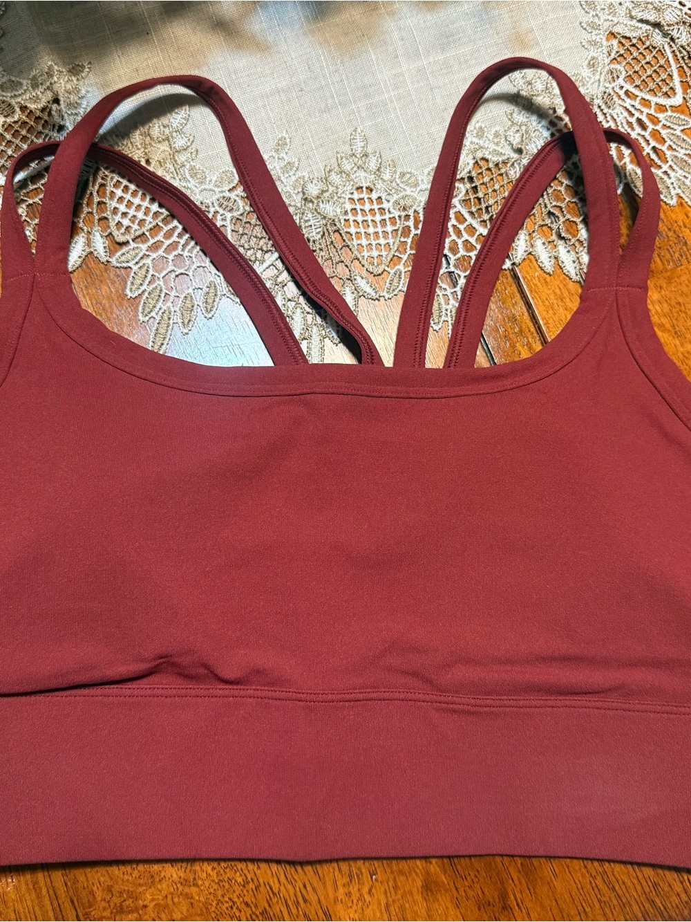 Fabletics Double-Strap Maroon Sports Bra